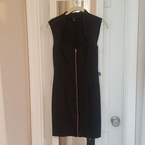 Vintage Bodycon Black Zip-Front Forever 21 Dress